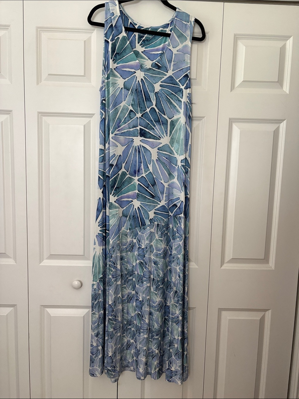 Soft Surroundings Blue and Teal Abstract Print Maxi Skirt